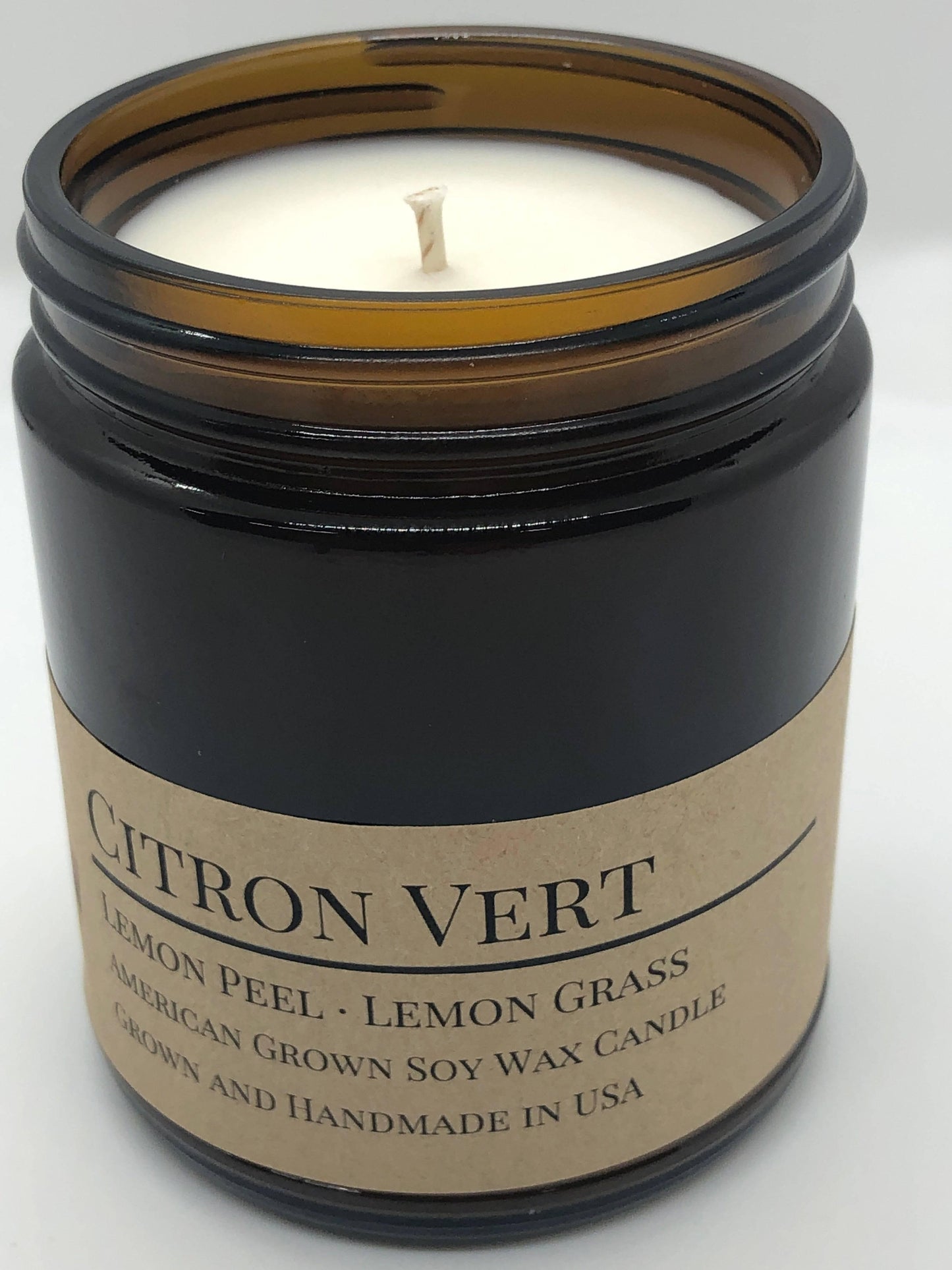 Citron Vert Soy Wax Candle | 9 oz Amber Apothecary Jar