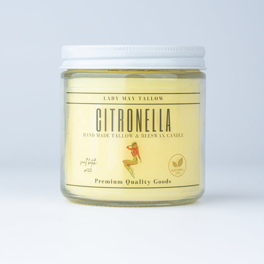 Citronella Tallow & Beeswax Candle | All-Natural, Non-Toxic, Clean-Burning