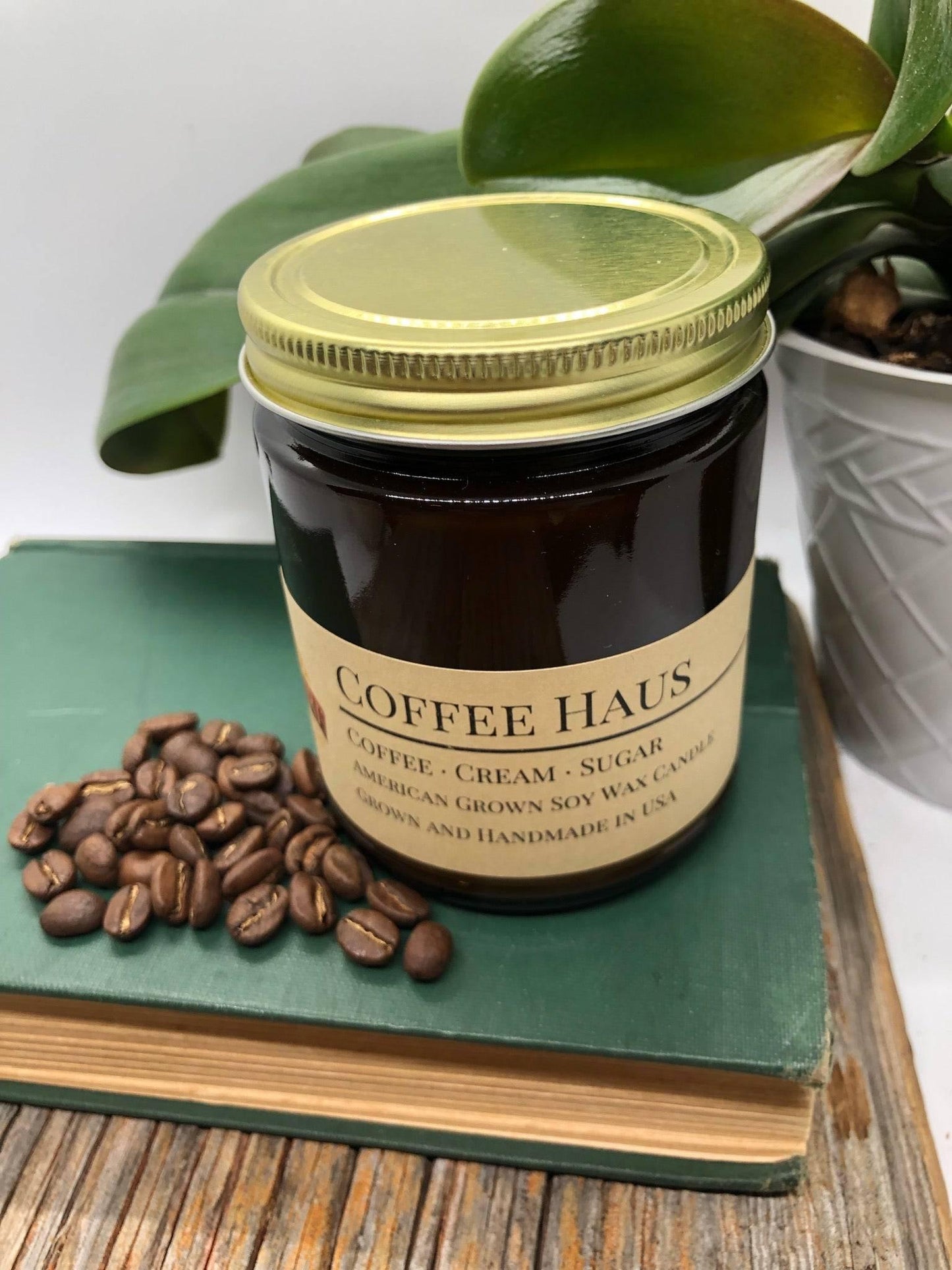 Coffee Haus Soy Wax Candle | 9 oz Amber Apothecary Jar