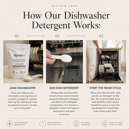 Powerful Natural Dishwasher Detergent with Bioenzymes