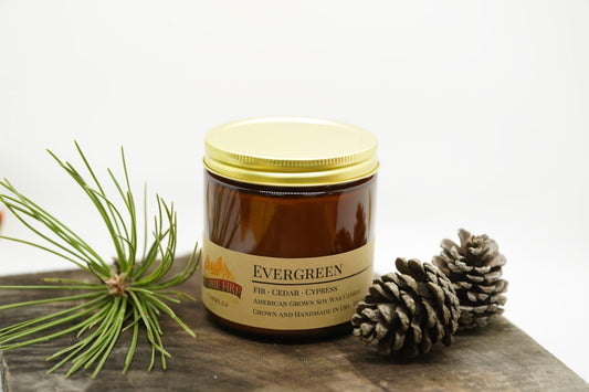 Evergreen Soy Wax Candle | 16 oz Double Wick Amber Apothecary Jar