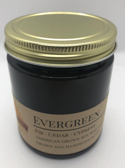 Evergreen Soy Wax Candle | 9 oz Amber Apothecary Jar