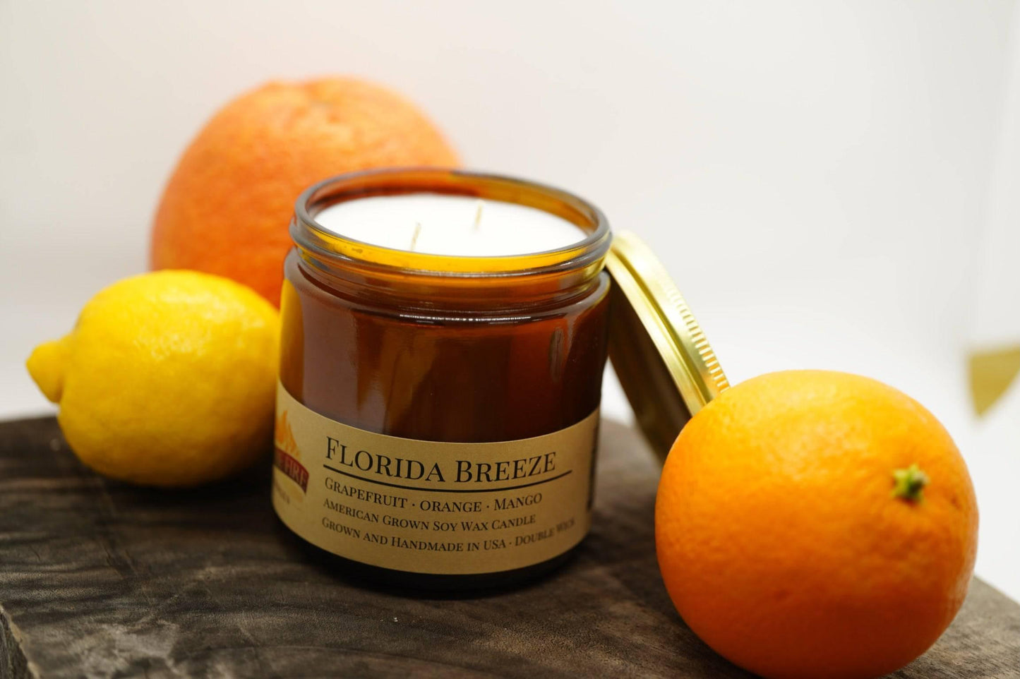 Florida Breeze Soy Wax Candle | 16 oz Double Wick Amber Apothecary Jar