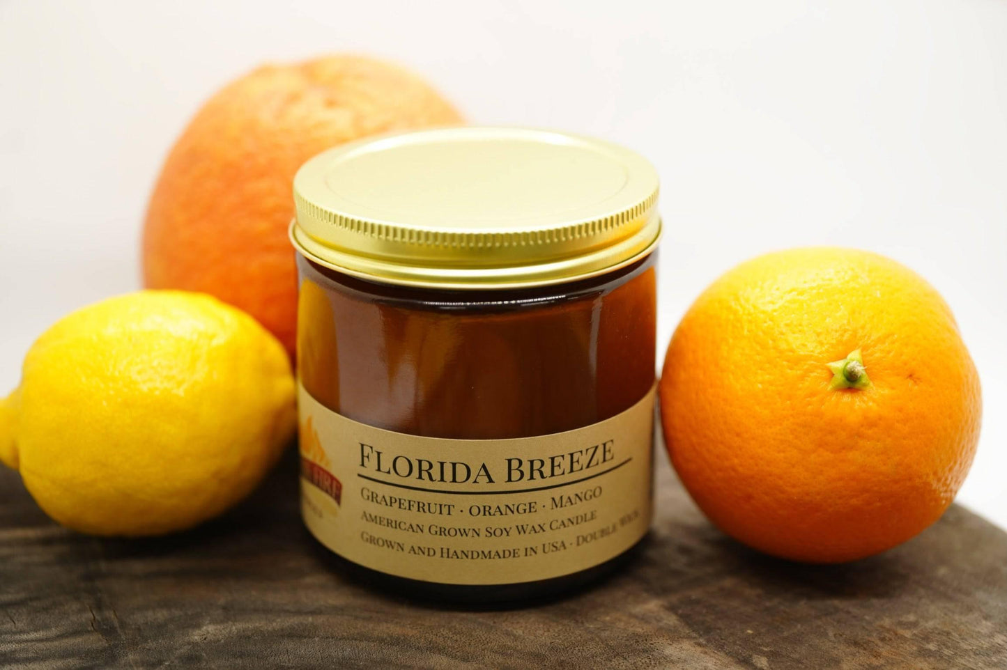 Florida Breeze Soy Wax Candle | 16 oz Double Wick Amber Apothecary Jar