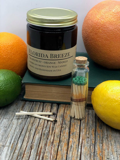 Florida Breeze Soy Wax Candle | 9 oz Amber Apothecary Jar