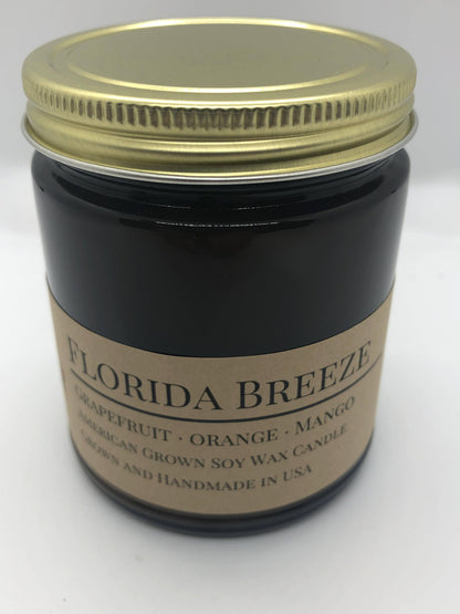 Florida Breeze Soy Wax Candle | 9 oz Amber Apothecary Jar