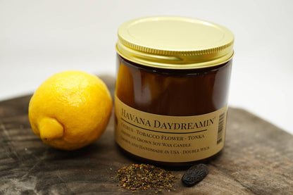 Havana Daydreamin' Soy Wax Candle | 16 oz Double Wick Amber Apothecary Jar