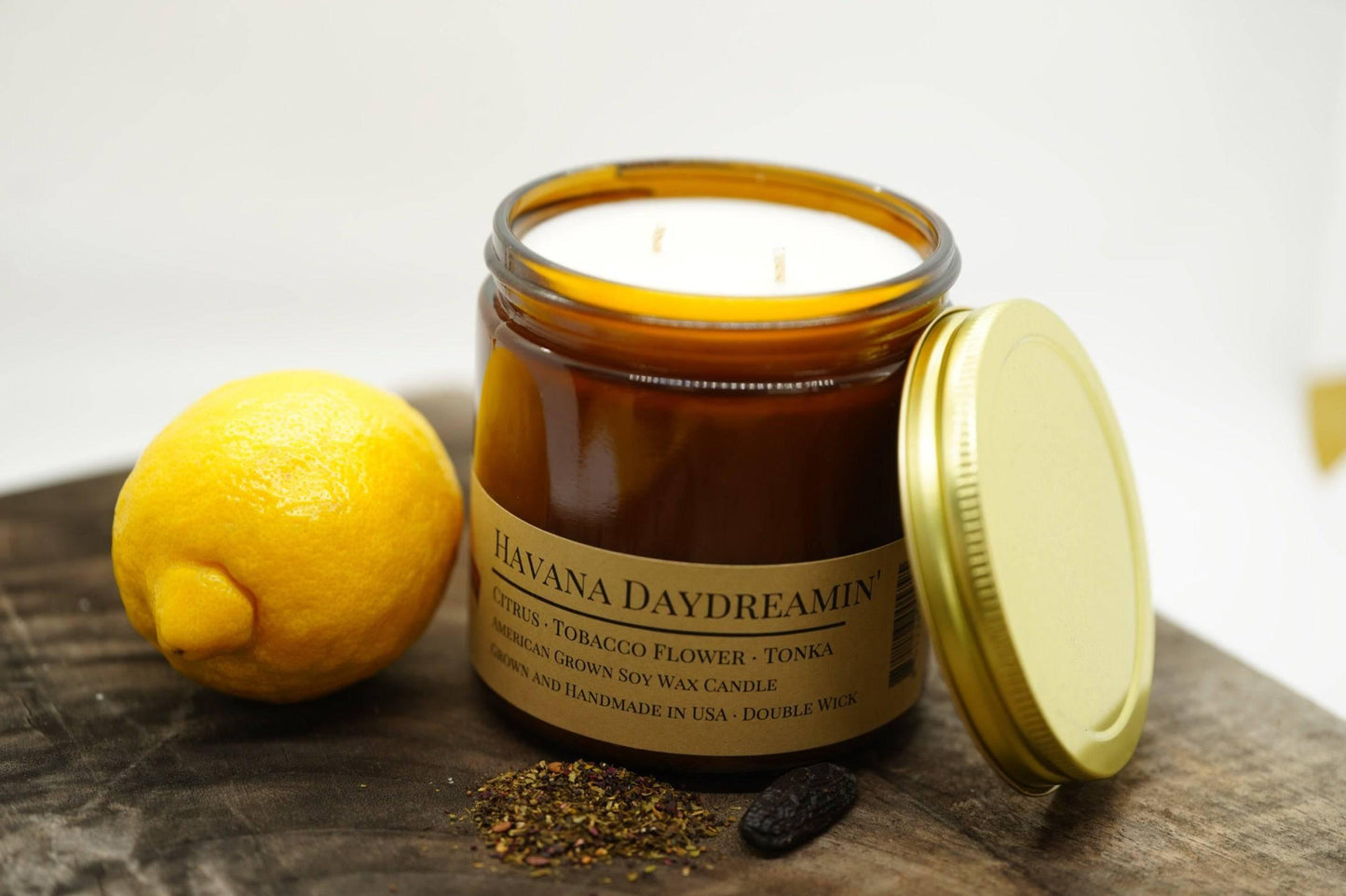 Havana Daydreamin' Soy Wax Candle | 16 oz Double Wick Amber Apothecary Jar