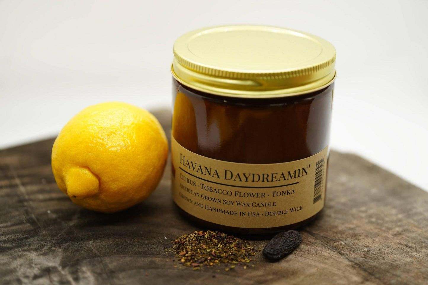 Havana Daydreamin' Soy Wax Candle | 16 oz Double Wick Amber Apothecary Jar