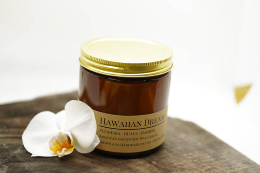 Hawaiian Dream Soy Wax Candle | 16 oz Double Wick Amber Apothecary Jar