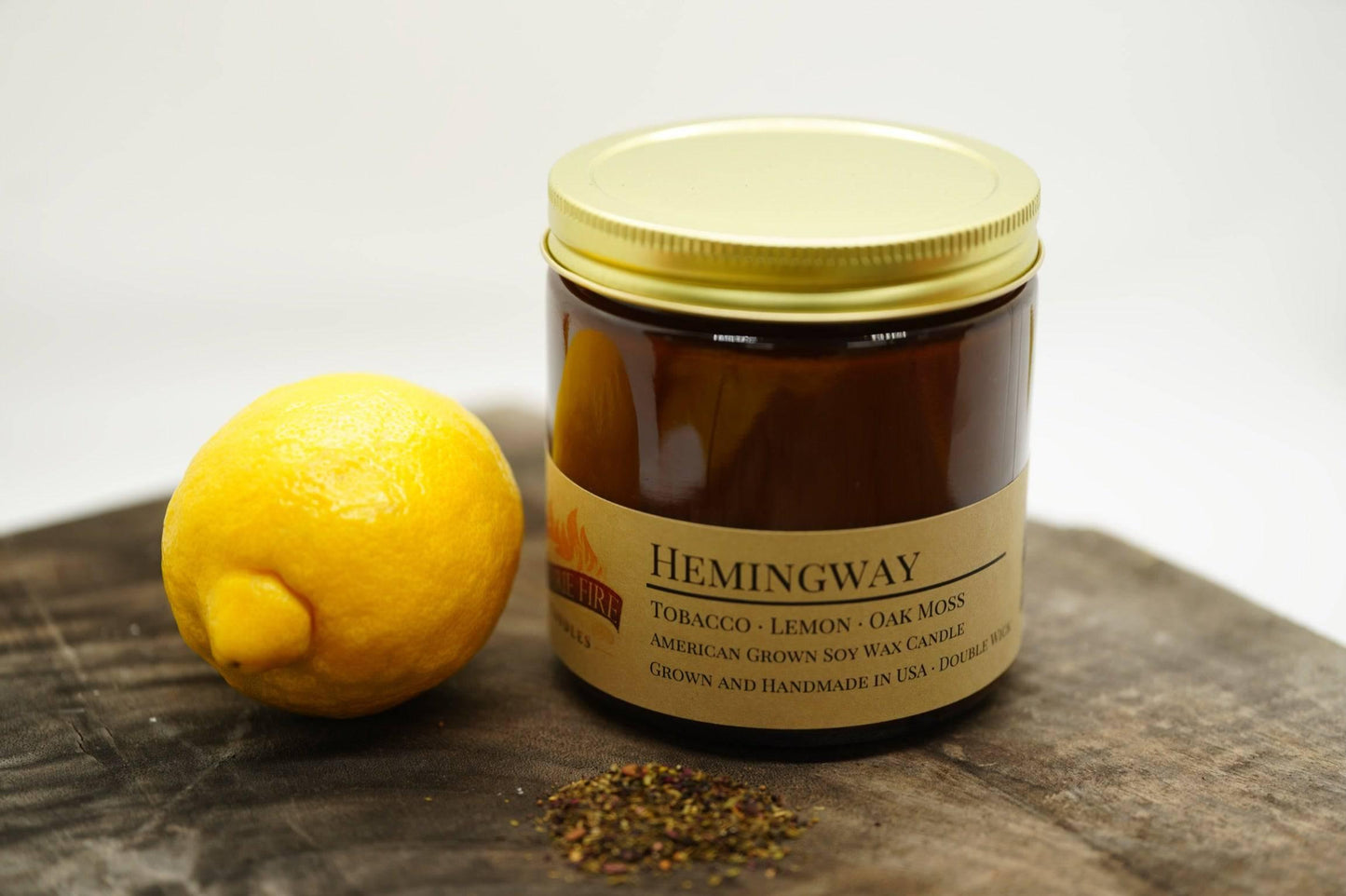 Hemingway Soy Wax Candle | 16 oz Double Wick Amber Apothecary Jar