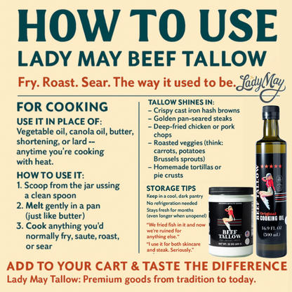 Premium Beef Tallow – 22oz Cooking Fat for Frying, Roasting & Searing