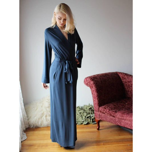 long bamboo robe with side pockets - Homeland Harvest