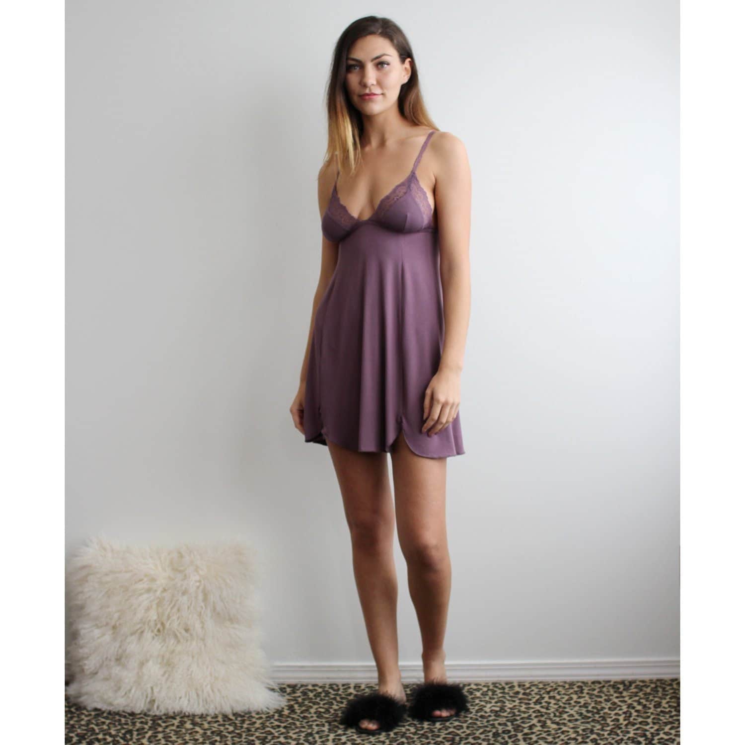 bamboo lace nightgown with scalloped hem - Homeland Harvest