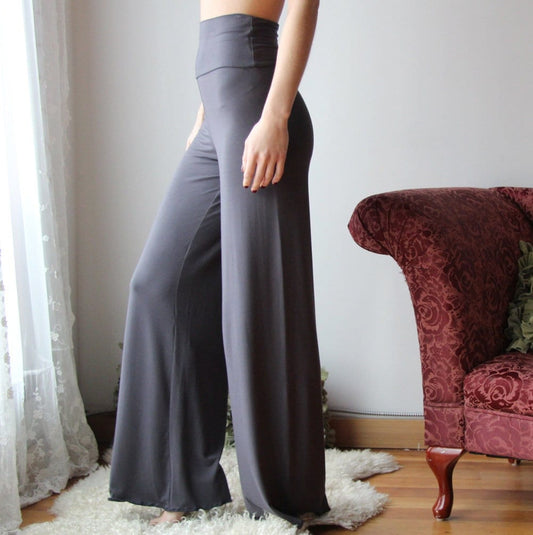 bamboo foldover lounge pants with a wide leg - Homeland Harvest