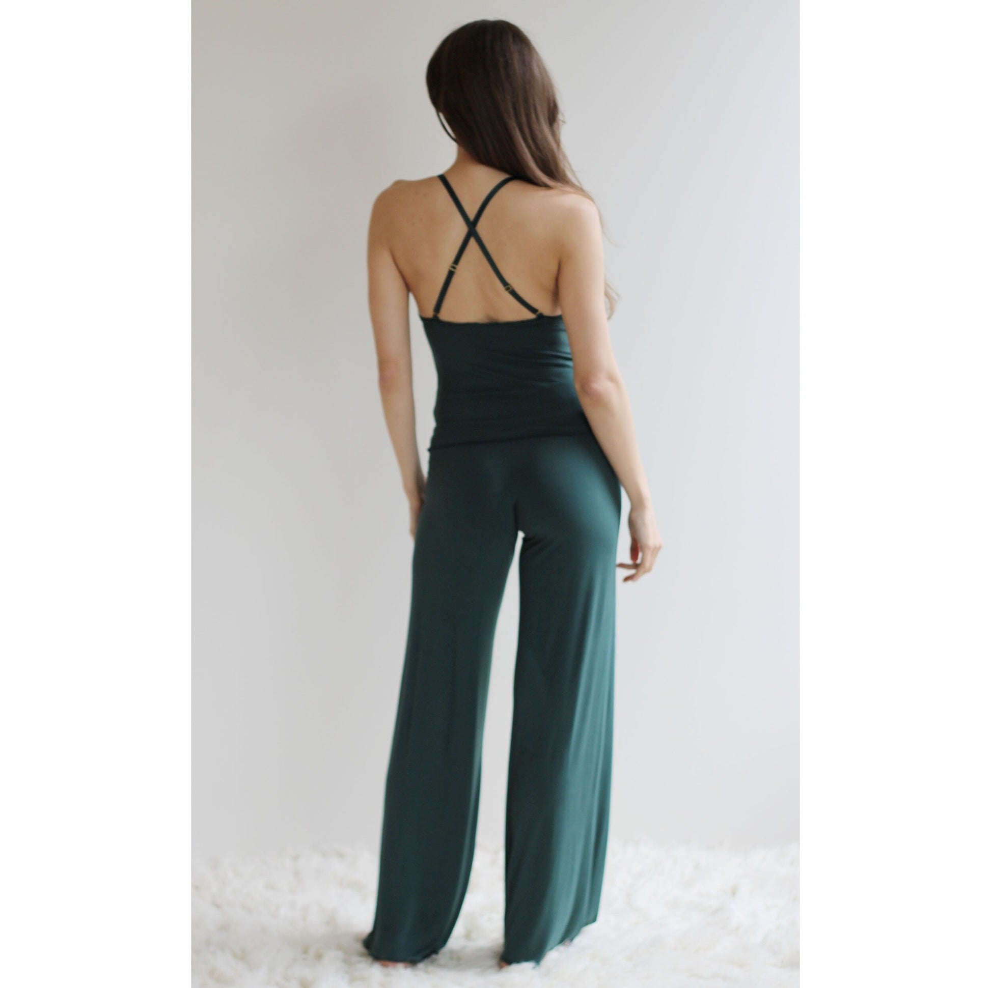 Pajama Set including Bamboo Pants and a lace trimmed Camisole - Homeland Harvest