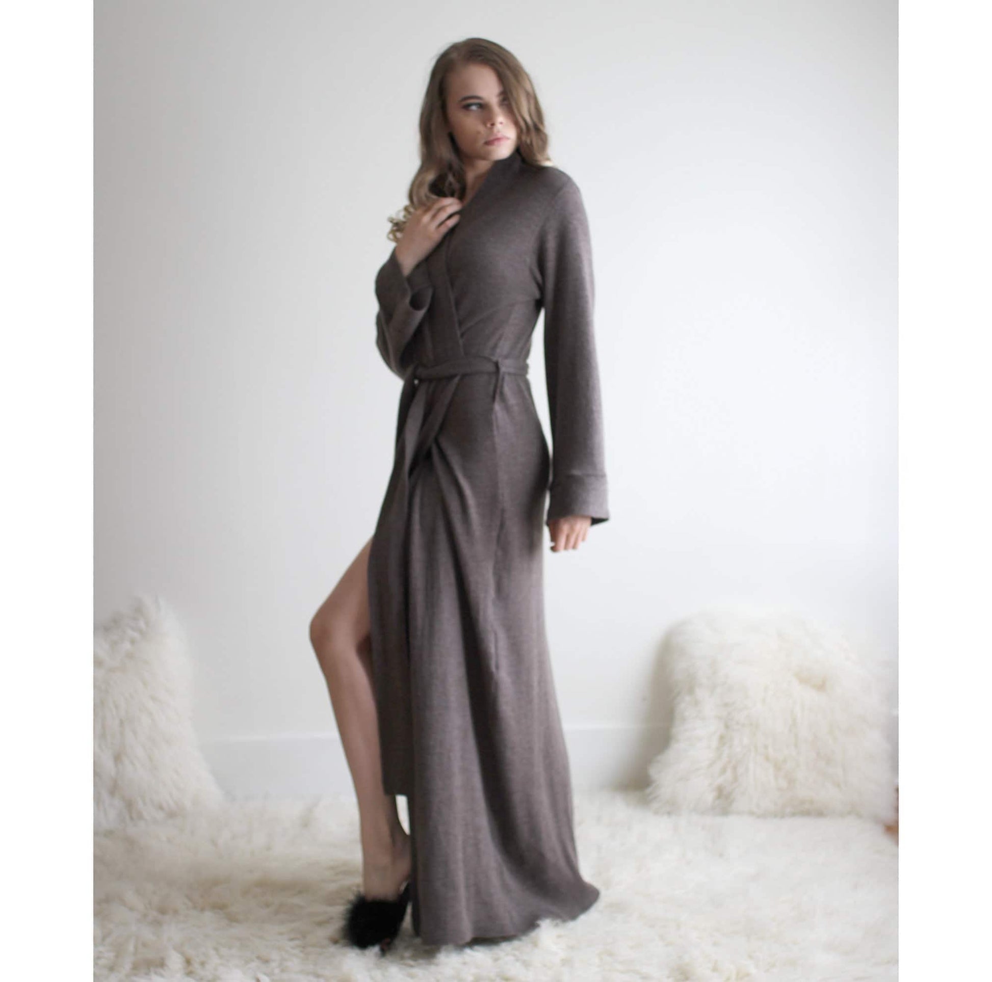 Merino Wool Robe in Full Length - Homeland Harvest