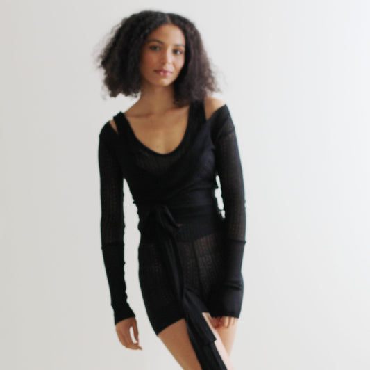 silk cashmere sweater set in sheer lacy pointelle - Homeland Harvest