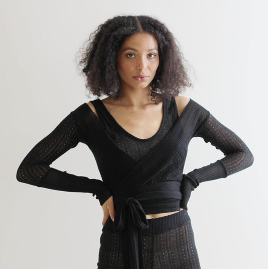 silk cashmere sweater set in sheer lacy pointelle - Homeland Harvest