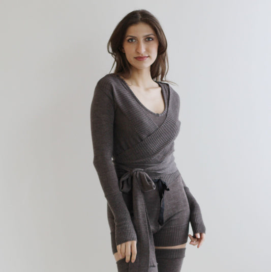 2 Piece Sweater Set includes Wool Cardigan Shrug and Cropped Tank Top - Homeland Harvest