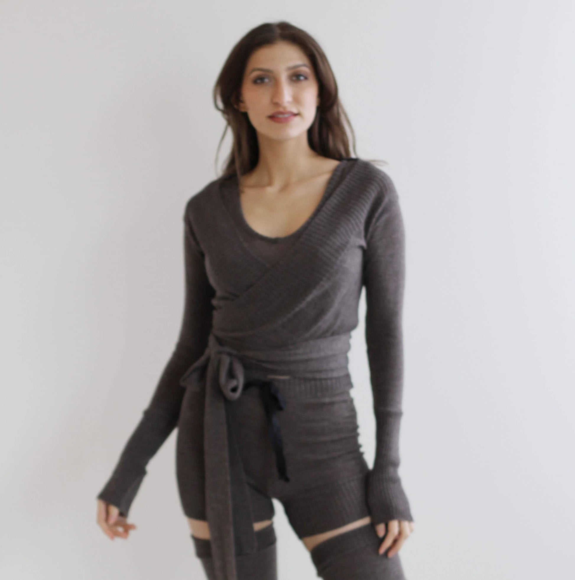 2 Piece Sweater Set includes Wool Cardigan Shrug and Cropped Tank Top - Homeland Harvest