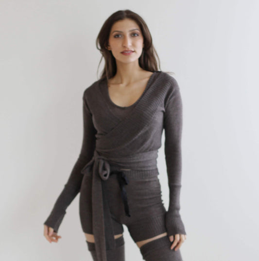 2 Piece Sweater Set includes Wool Cardigan Shrug and Cropped Tank Top - Homeland Harvest