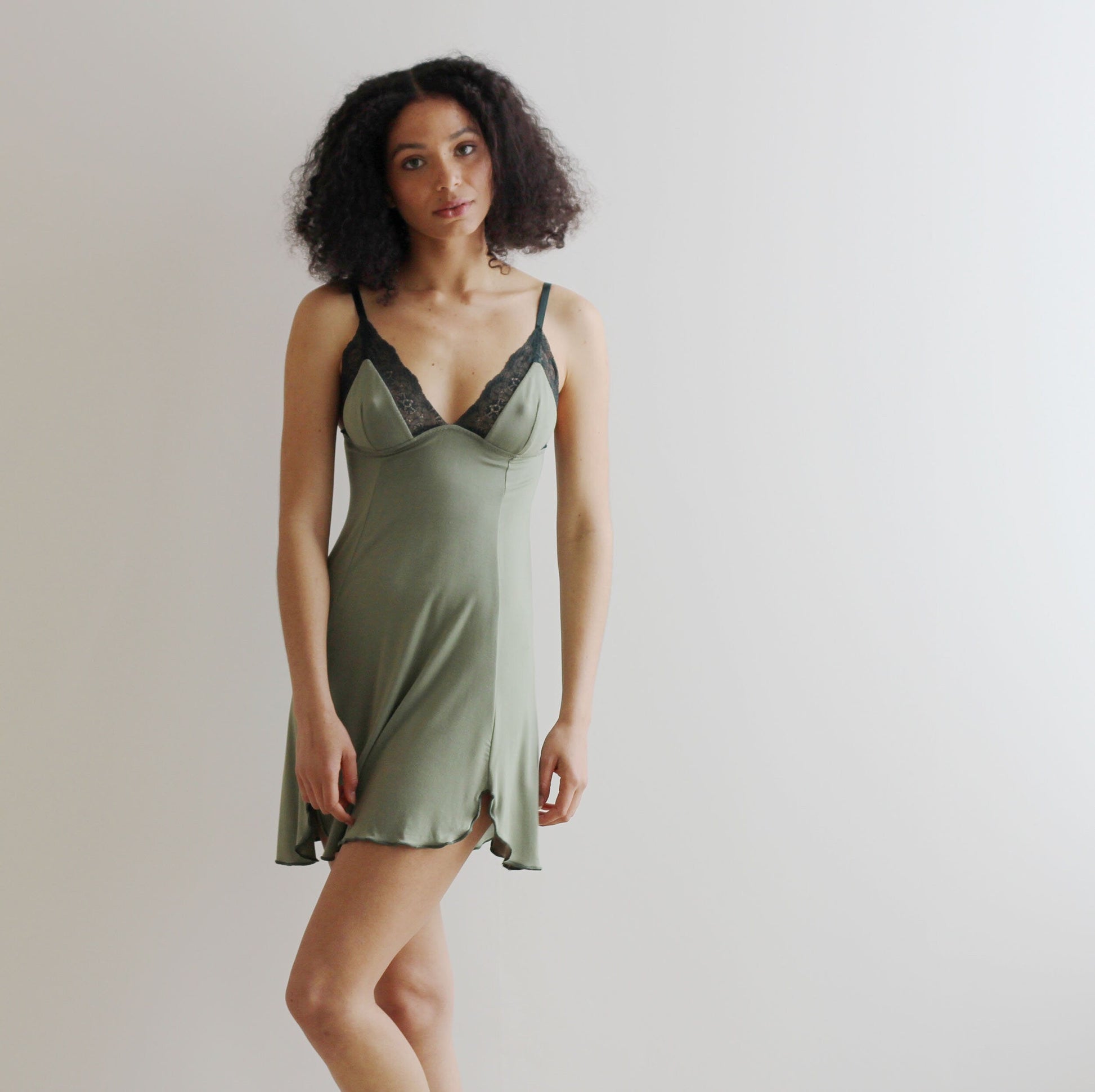 Bamboo Chemise with Scallop Hemline - Homeland Harvest