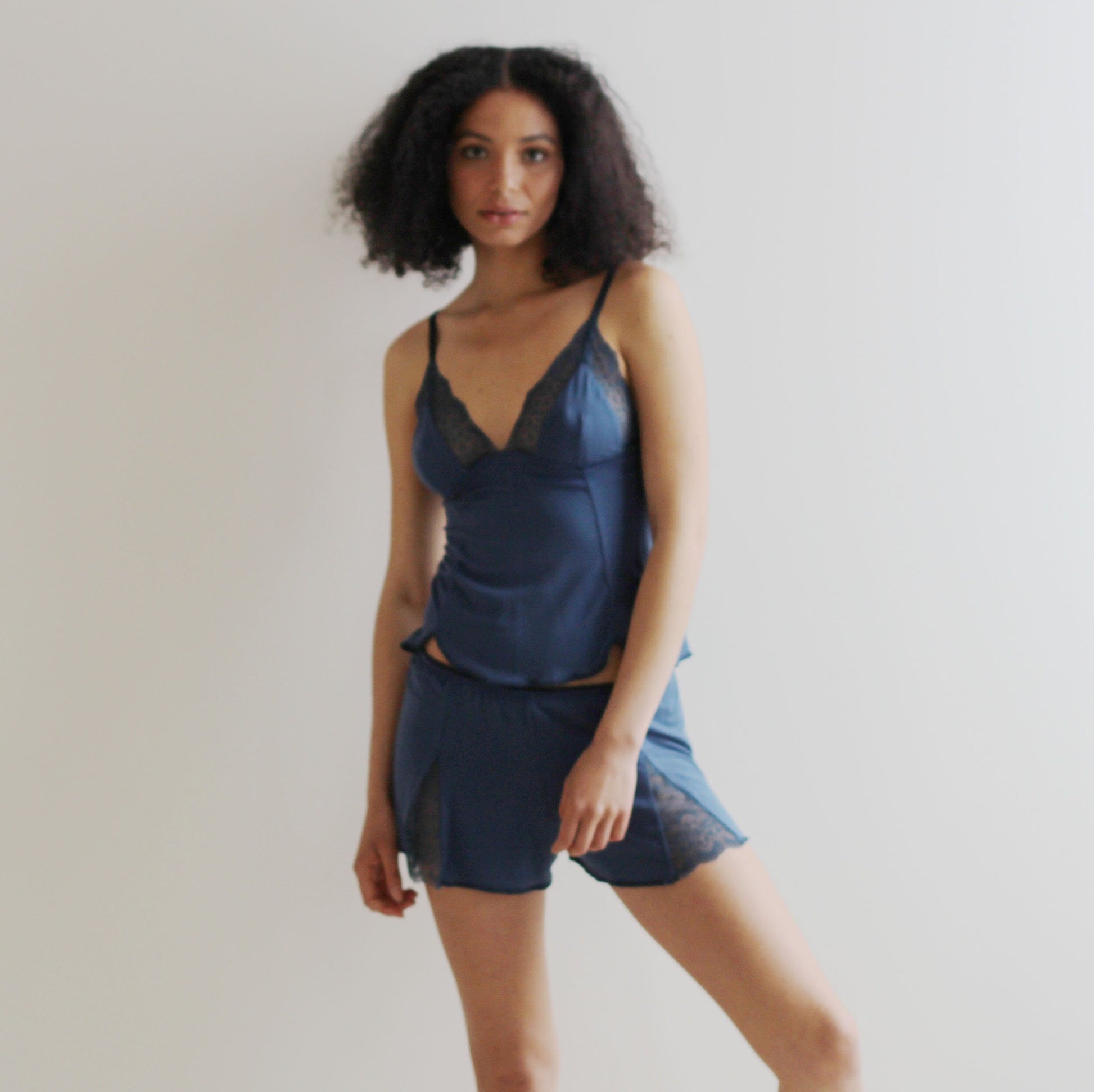 Lingerie Pajama Set includes Bamboo Camisole and Lace Trimmed Tap Pants - Homeland Harvest