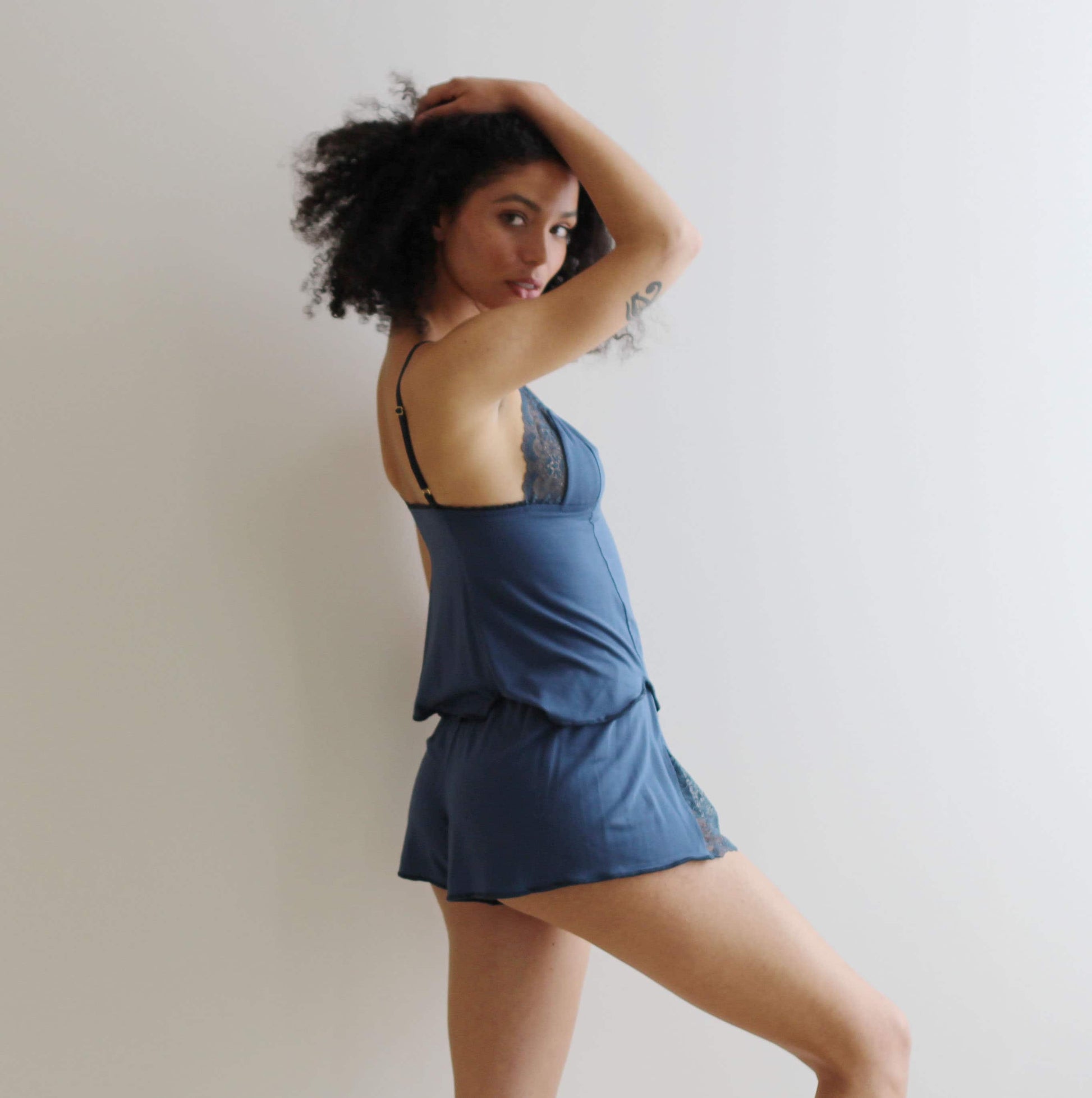 Lingerie Pajama Set includes Bamboo Camisole and Lace Trimmed Tap Pants - Homeland Harvest