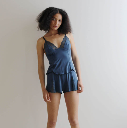 Lingerie Pajama Set includes Bamboo Camisole and Lace Trimmed Tap Pants - Homeland Harvest