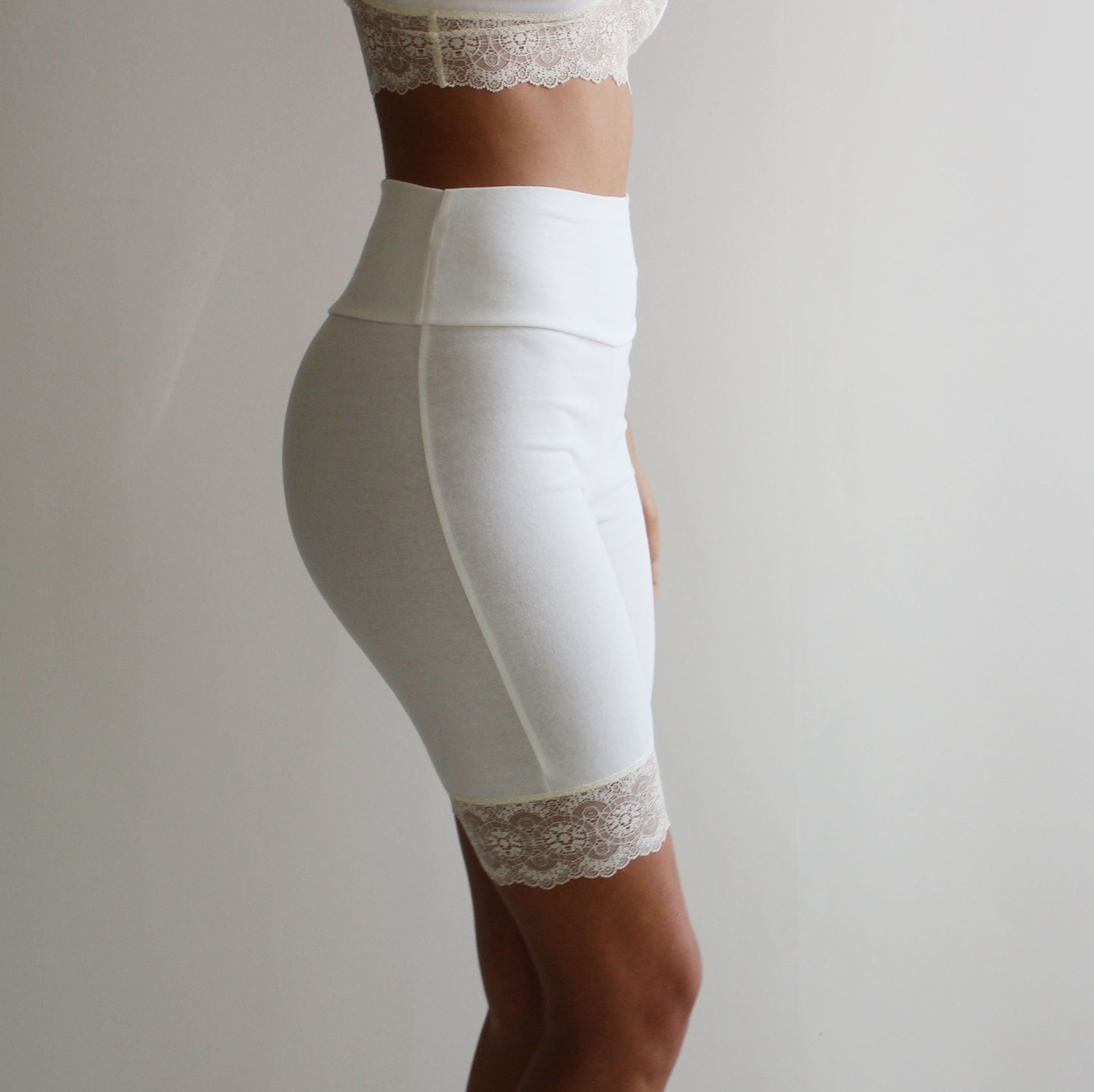 Organic Cotton  Biker Shorts with Lace Trim - Homeland Harvest