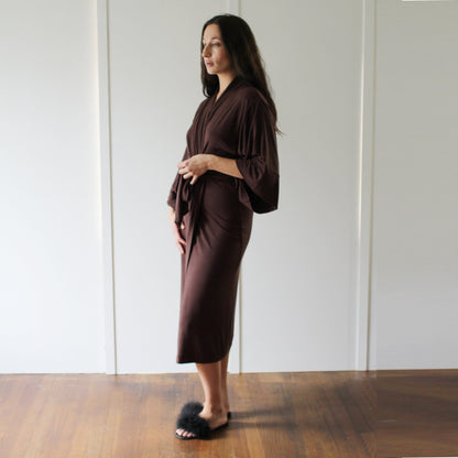 Womens Midi Length Kimono Robe - Homeland Harvest