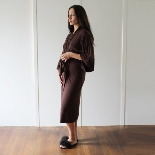 Womens Midi Length Kimono Robe - Homeland Harvest