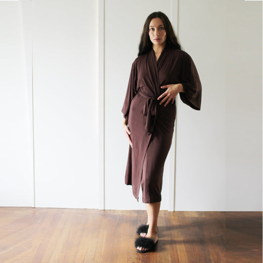 Womens Midi Length Kimono Robe - Homeland Harvest