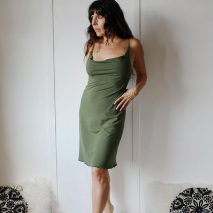 Tencel and Organic Cotton Nightgown with a draped Neckline - Homeland Harvest