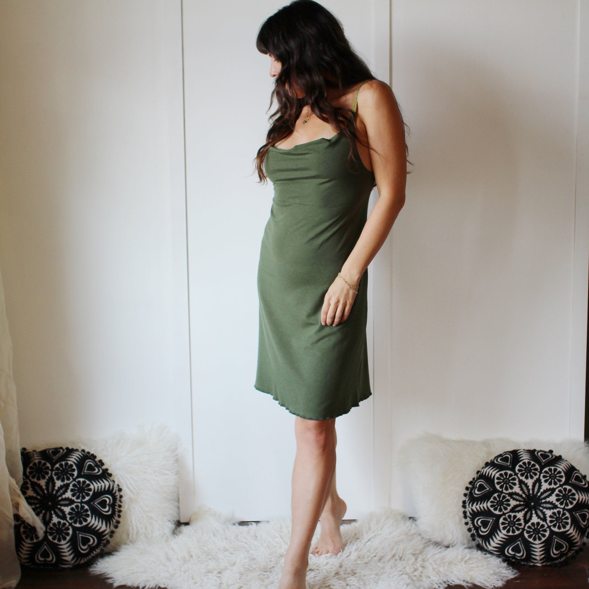 Tencel and Organic Cotton Nightgown with a draped Neckline - Homeland Harvest