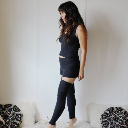 2 Piece Loungewear Set includes Merino Wool Tank Top and Sweater Knit Shorts - Homeland Harvest