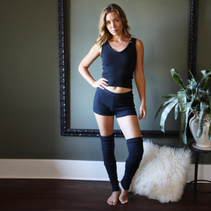 2 Piece Loungewear Set includes Merino Wool Tank Top and Sweater Knit Shorts - Homeland Harvest