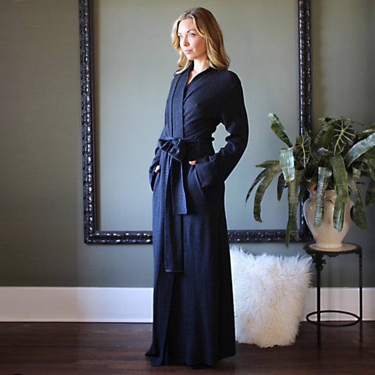 Long Wool Robe with Pockets - Homeland Harvest