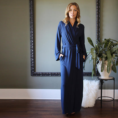 long bamboo robe with side pockets - Homeland Harvest