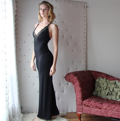 bamboo lingerie jumpsuit with plunging lace neckline - Homeland Harvest