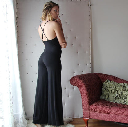 bamboo lingerie jumpsuit with plunging lace neckline - Homeland Harvest