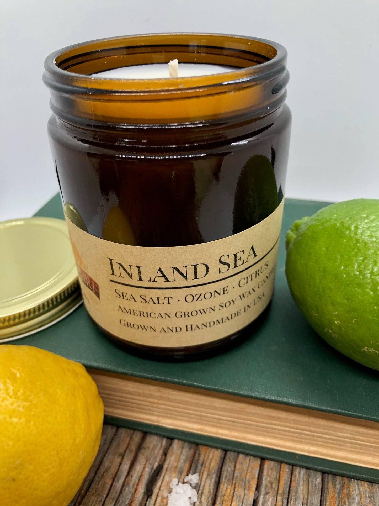 Inland Sea Soy Wax Candle | 9 oz Amber Apothecary Jar