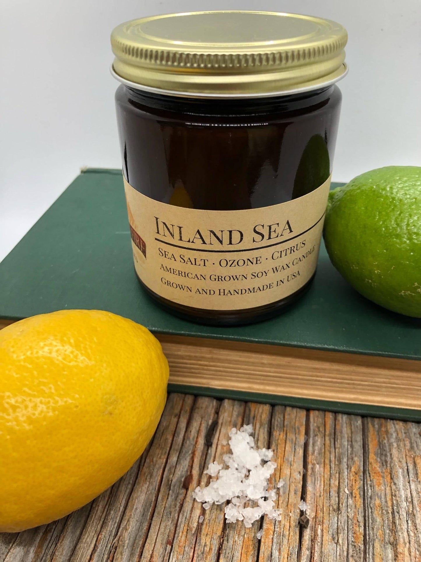 Inland Sea Soy Wax Candle | 9 oz Amber Apothecary Jar