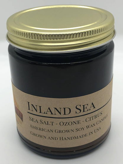 Inland Sea Soy Wax Candle | 9 oz Amber Apothecary Jar