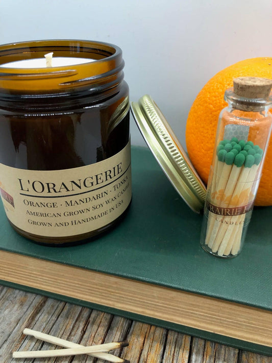 L'Orangerie Soy Wax Candle | 9 oz Amber Apothecary Jar