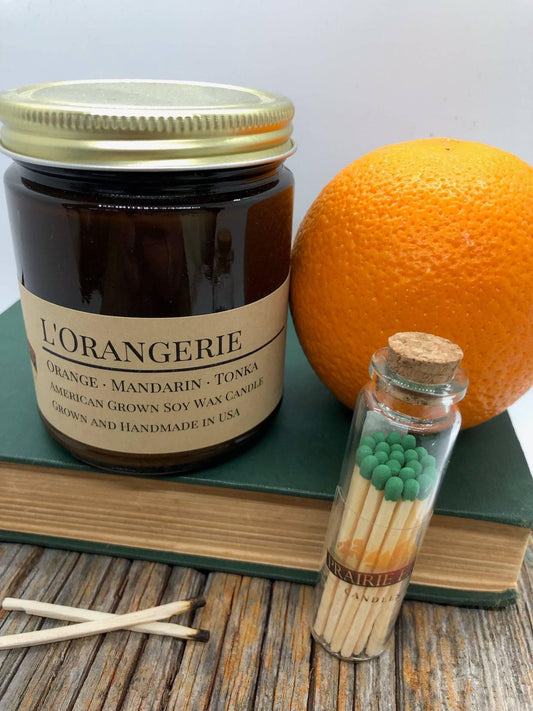 L'Orangerie Soy Wax Candle | 9 oz Amber Apothecary Jar