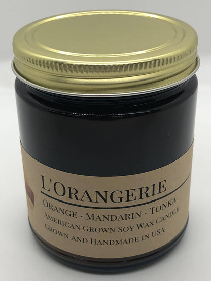 L'Orangerie Soy Wax Candle | 9 oz Amber Apothecary Jar