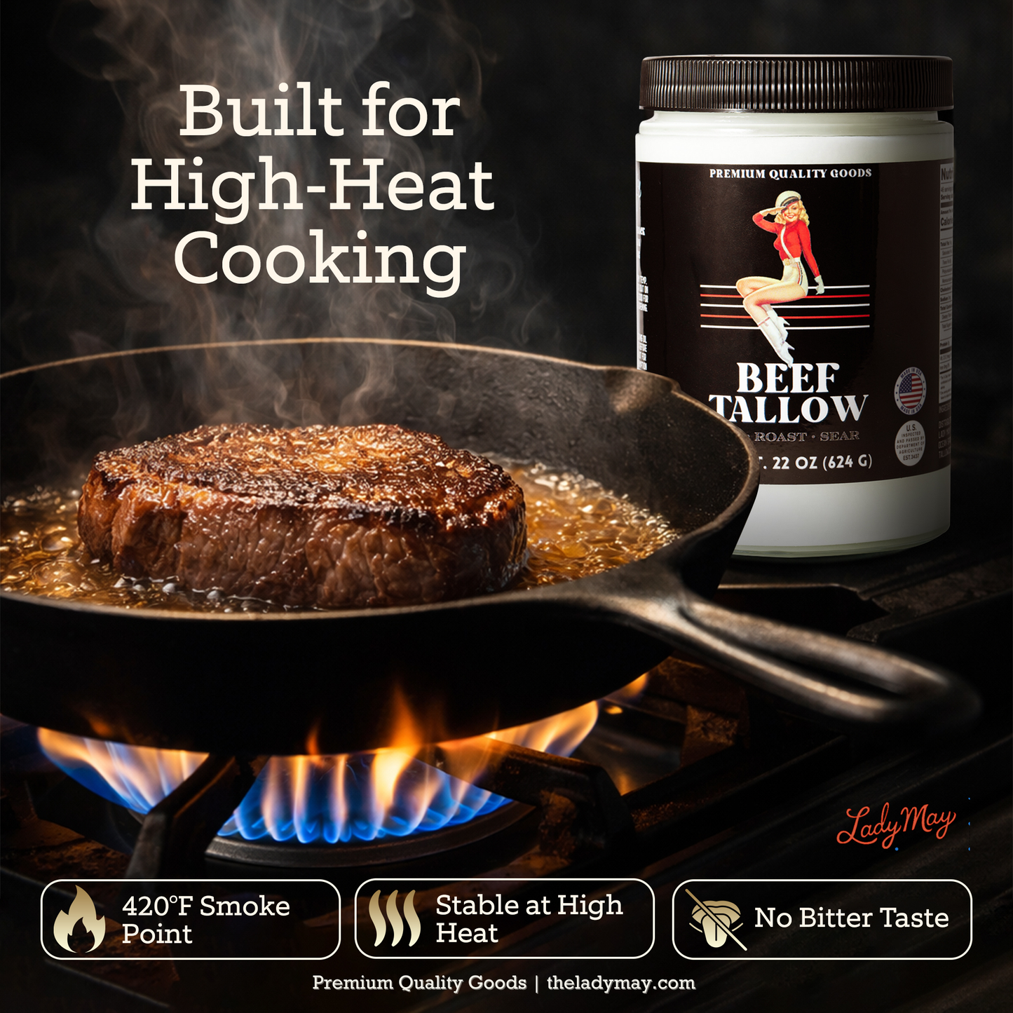 Premium Beef Tallow – 22oz Cooking Fat for Frying, Roasting & Searing