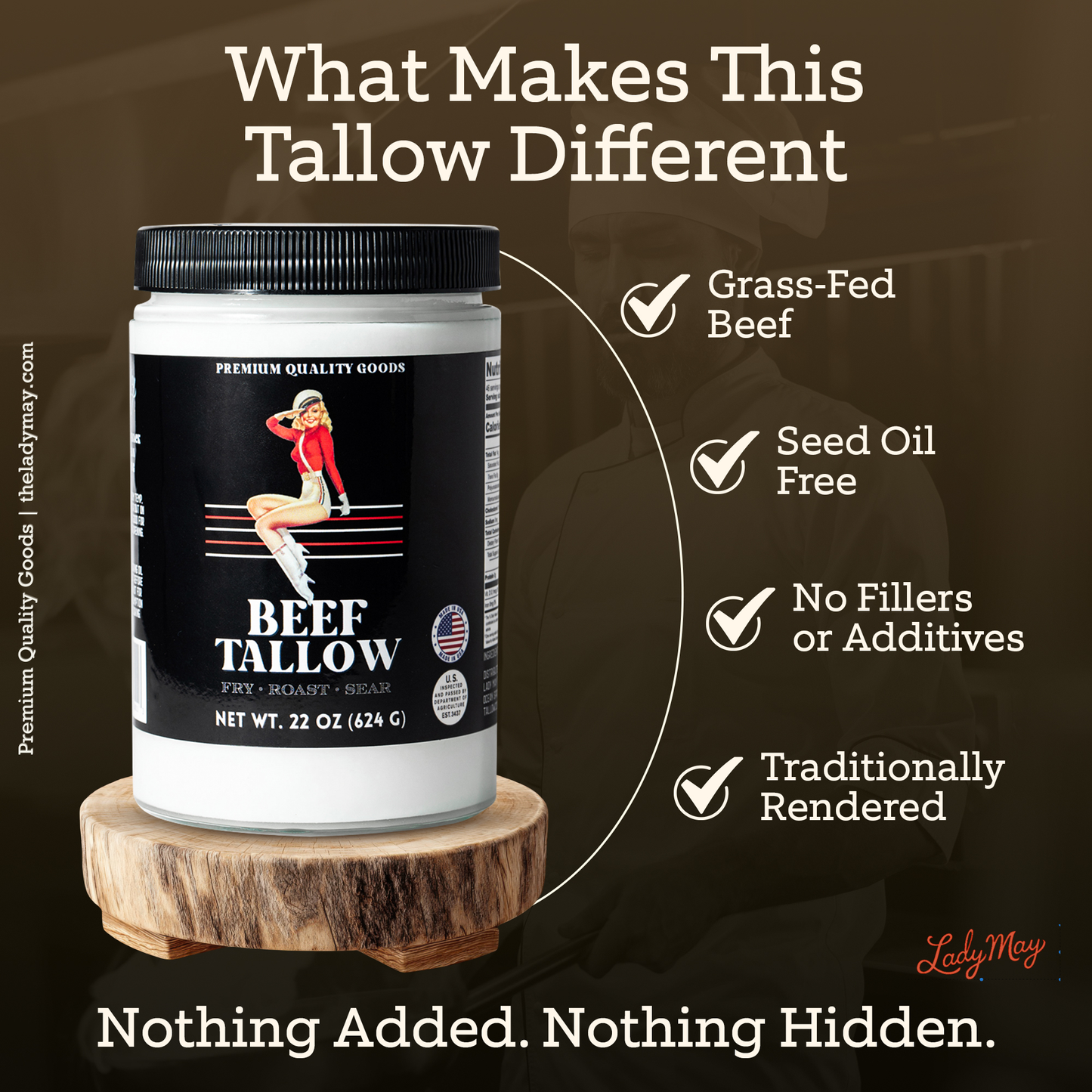 Premium Beef Tallow – 22oz Cooking Fat for Frying, Roasting & Searing